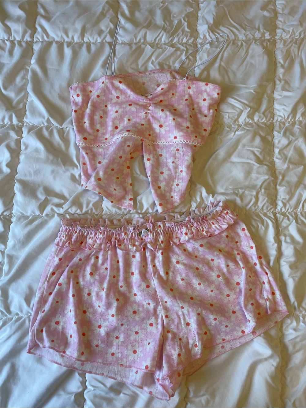 Pink Polka Dot Two-Piece Pajama Set